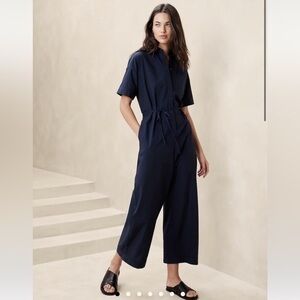 Michael Kors Collection Navy Silk Jumpsuit